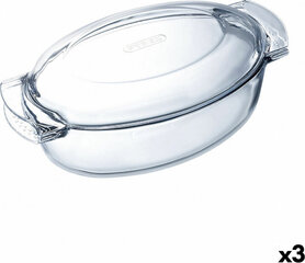 Ahjuvorm Pyrex Classic Kaanega Ovaalne 39 x 23 x 15 cm Läbipaistev Klaas (3 Ühikut) цена и информация | Формы, посуда для выпечки | kaup24.ee