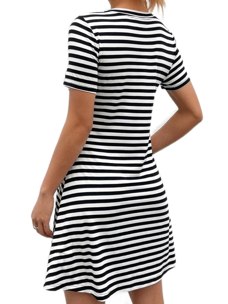 Naiste kleit Ezwear, musta-valge triibuline hind ja info | Kleidid | kaup24.ee
