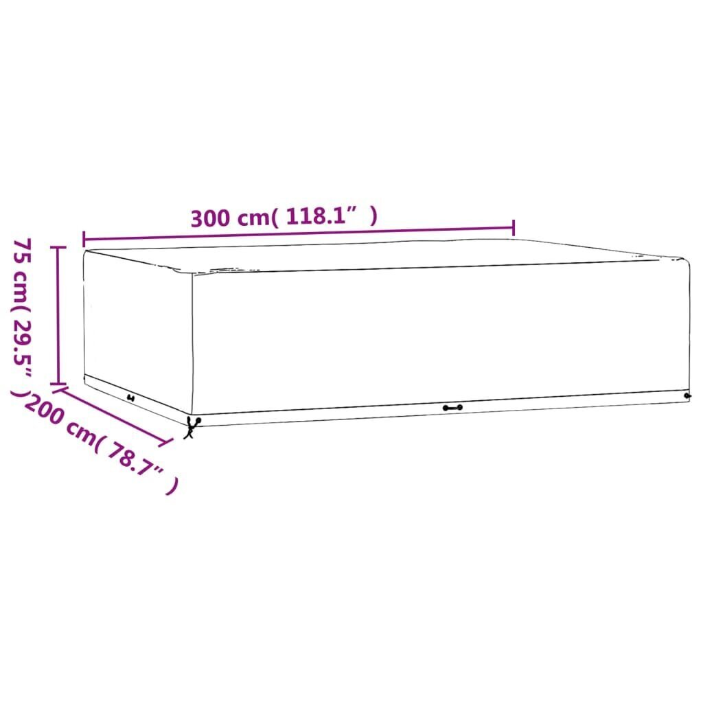 Aiamööbli kate vidaXL, 16 aasaga, 300 x 200 x 75 cm, ristkülik hind ja info | Toolipadjad ja -katted | kaup24.ee