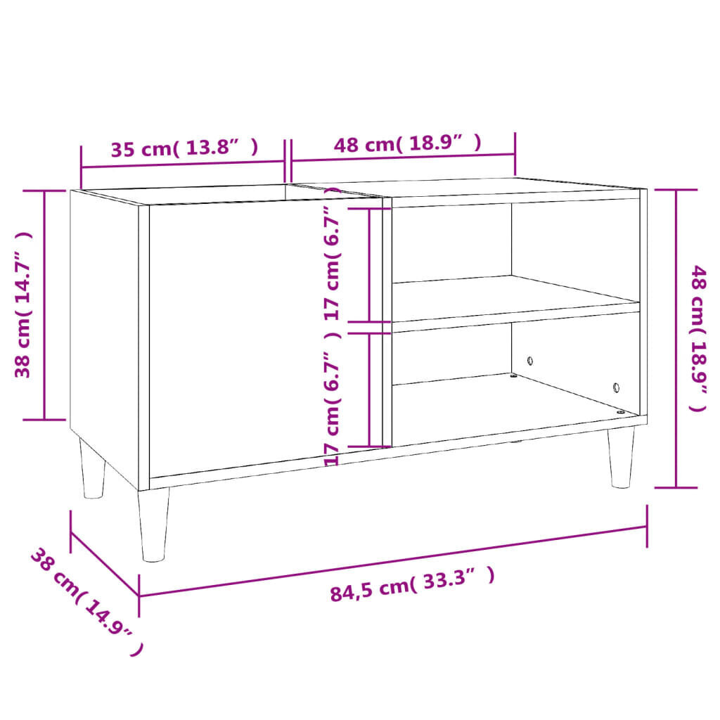 Plaadikapp vidaXL, 84,5 x 38 x 48 cm, tehispuit, must hind ja info | Elutoa väikesed kapid | kaup24.ee