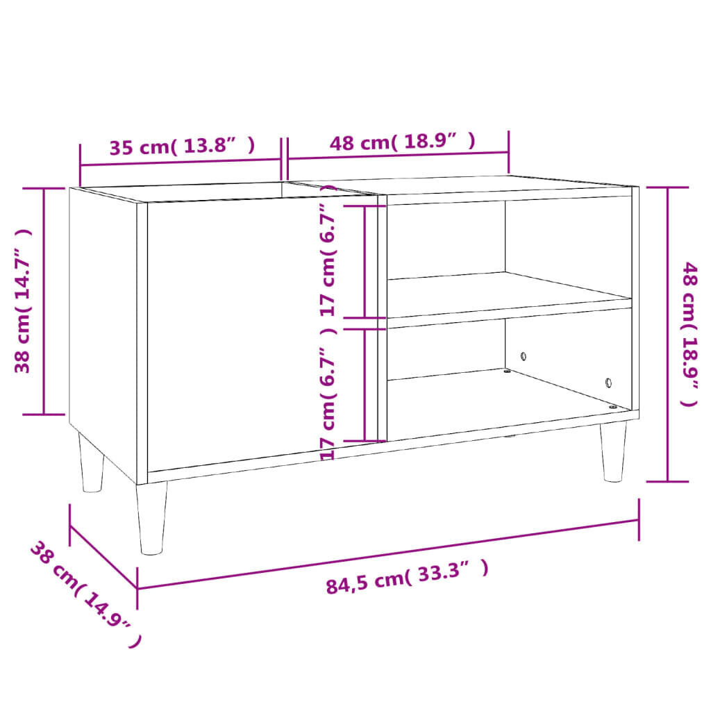 Plaadikapp vidaXL, 84,5 x 38 x 48 cm, tehispuit, hall Sonoma tamm цена и информация | Elutoa väikesed kapid | kaup24.ee