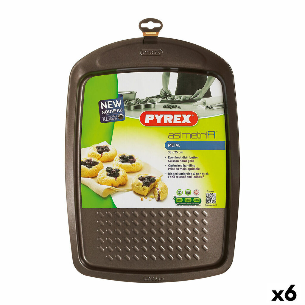 Ahjuvorm Pyrex Asimetria Ristkülikukujuline Must Metall 33 x 25 cm (6 Ühikut) цена и информация | Ahjuvormid ja küpsetustarvikud | kaup24.ee