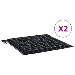 vidaXL aiatooli istmepadjad 2 tk, must ruudumuster, 40x40x3 cm, kangas цена и информация | Подушки, наволочки, чехлы | kaup24.ee