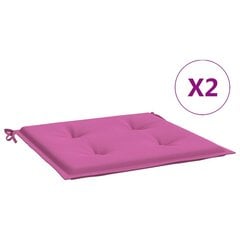 vidaXL aiatooli istmepadjad 2 tk, roosa, 40 x 40 x 3 cm, kangas hind ja info | Toolipadjad ja -katted | kaup24.ee