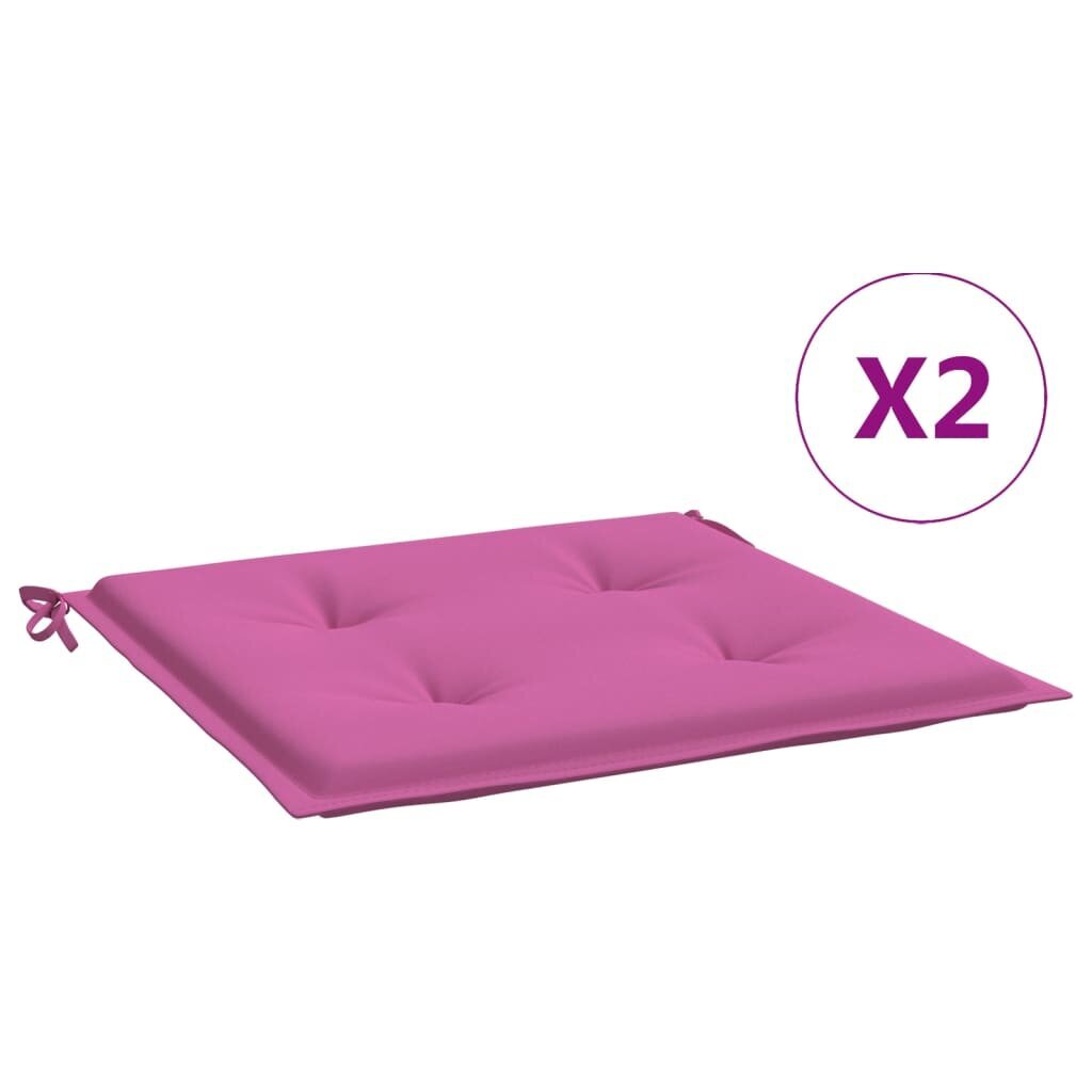 vidaXL aiatooli istmepadjad 2 tk, roosa, 40 x 40 x 3 cm, kangas hind ja info | Toolipadjad ja -katted | kaup24.ee