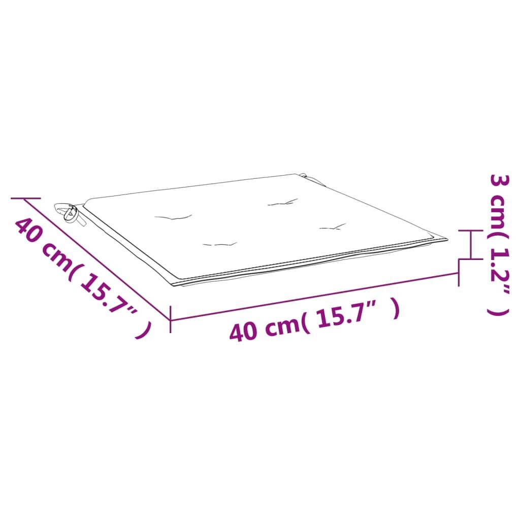 vidaXL aiatooli istmepadjad 2 tk, roosa, 40 x 40 x 3 cm, kangas hind ja info | Toolipadjad ja -katted | kaup24.ee