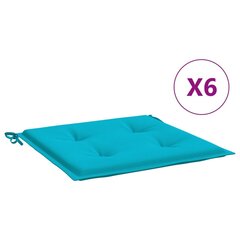 vidaXL aiatooli istmepadjad 6 tk, türkiissinine, 50 x 50 x 3 cm цена и информация | Подушки, наволочки, чехлы | kaup24.ee