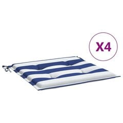 vidaXL aiatooli istmepadjad 4 tk, sinise/valge triibuline, 50x50x3 cm цена и информация | Подушки, наволочки, чехлы | kaup24.ee