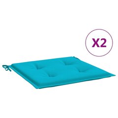 vidaXL aiatooli istmepadjad 2 tk, türkiissinine, 50 x 50 x 3 cm hind ja info | Toolipadjad ja -katted | kaup24.ee