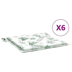 vidaXL aiatooli istmepadjad 6 tk, lehemuster, 40 x 40 x 3 cm, kangas цена и информация | Подушки, наволочки, чехлы | kaup24.ee