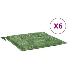 vidaXL aiatooli istmepadjad 6 tk, lehemuster, 40 x 40 x 3 cm, kangas hind ja info | Toolipadjad ja -katted | kaup24.ee