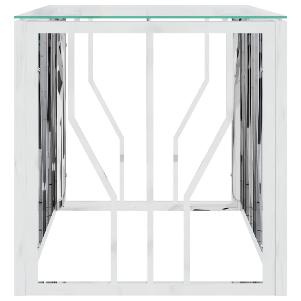 vidaXL kohvilaud, 110 x 45 x 45 cm, roostevaba teras ja klaas hind ja info | Diivanilauad | kaup24.ee