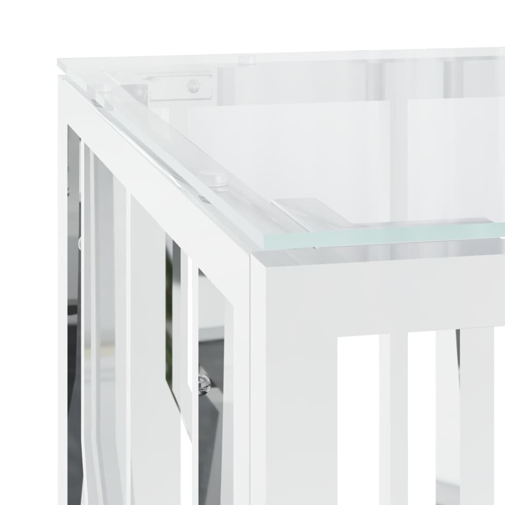 vidaXL kohvilaud, 110 x 45 x 45 cm, roostevaba teras ja klaas hind ja info | Diivanilauad | kaup24.ee