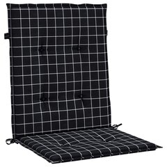vidaXL madala seljatoega toolipadjad 2 tk, mustad ruudud, kangas hind ja info | Toolipadjad ja -katted | kaup24.ee