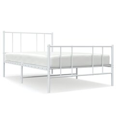 vidaXL metallist voodiraam peatsi ja jalutsiga, valge, 75x190 cm hind ja info | Voodid | kaup24.ee