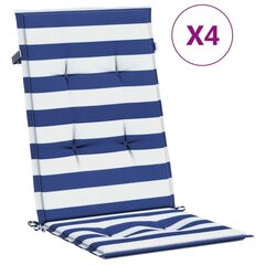 vidaXL kõrged toolipadjad 4 tk, sinise/valge triibuline, kangas hind ja info | Toolipadjad ja -katted | kaup24.ee