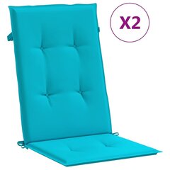 vidaXL kõrge seljatoega toolipadjad 2 tk, türkiissinine, kangas hind ja info | Toolipadjad ja -katted | kaup24.ee