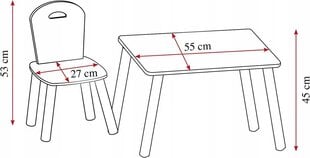 Стол + 2 стула MPMAX, белый цена и информация | Детские столы и стулья | kaup24.ee