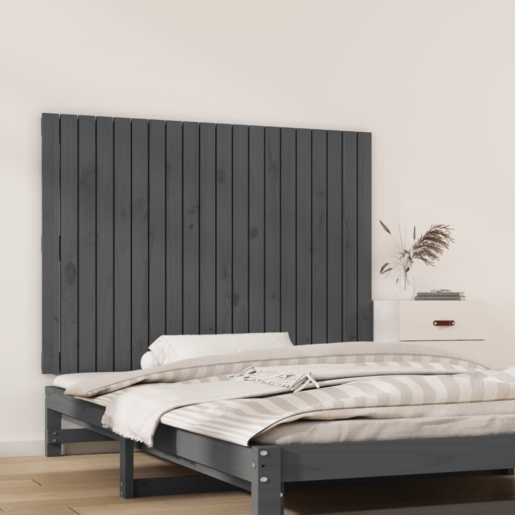 vidaXL seinale kinnitatav voodipeats, hall, 127,5x3x90 cm, männipuit цена и информация | Voodid | kaup24.ee