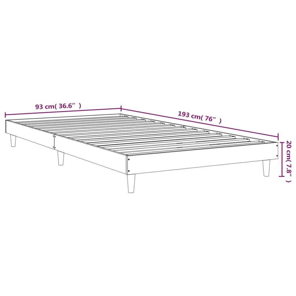 vidaXL voodiraam, must, 90 x 190 cm, teras ja tehispuit hind ja info | Voodid | kaup24.ee