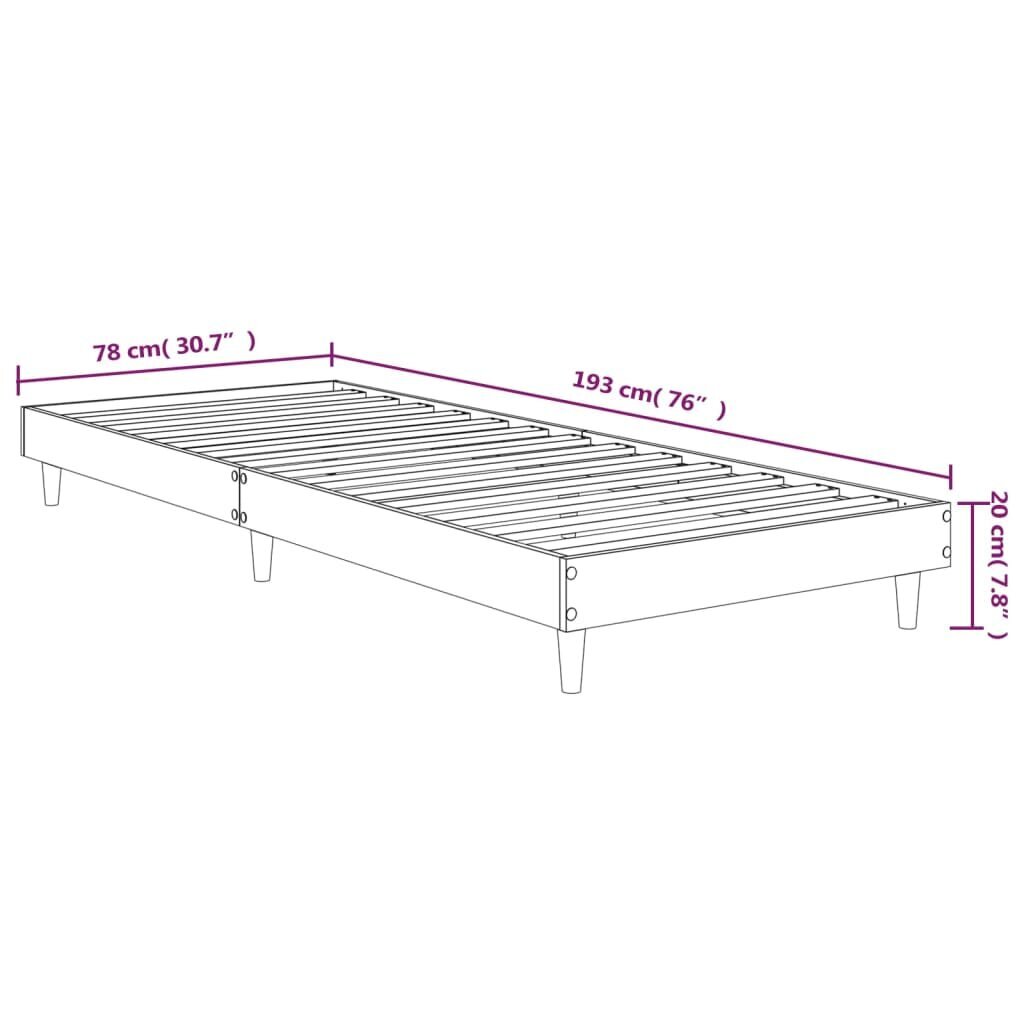 vidaXL voodiraam, suitsutatud tamm,75x190 cm, tehispuit цена и информация | Voodid | kaup24.ee