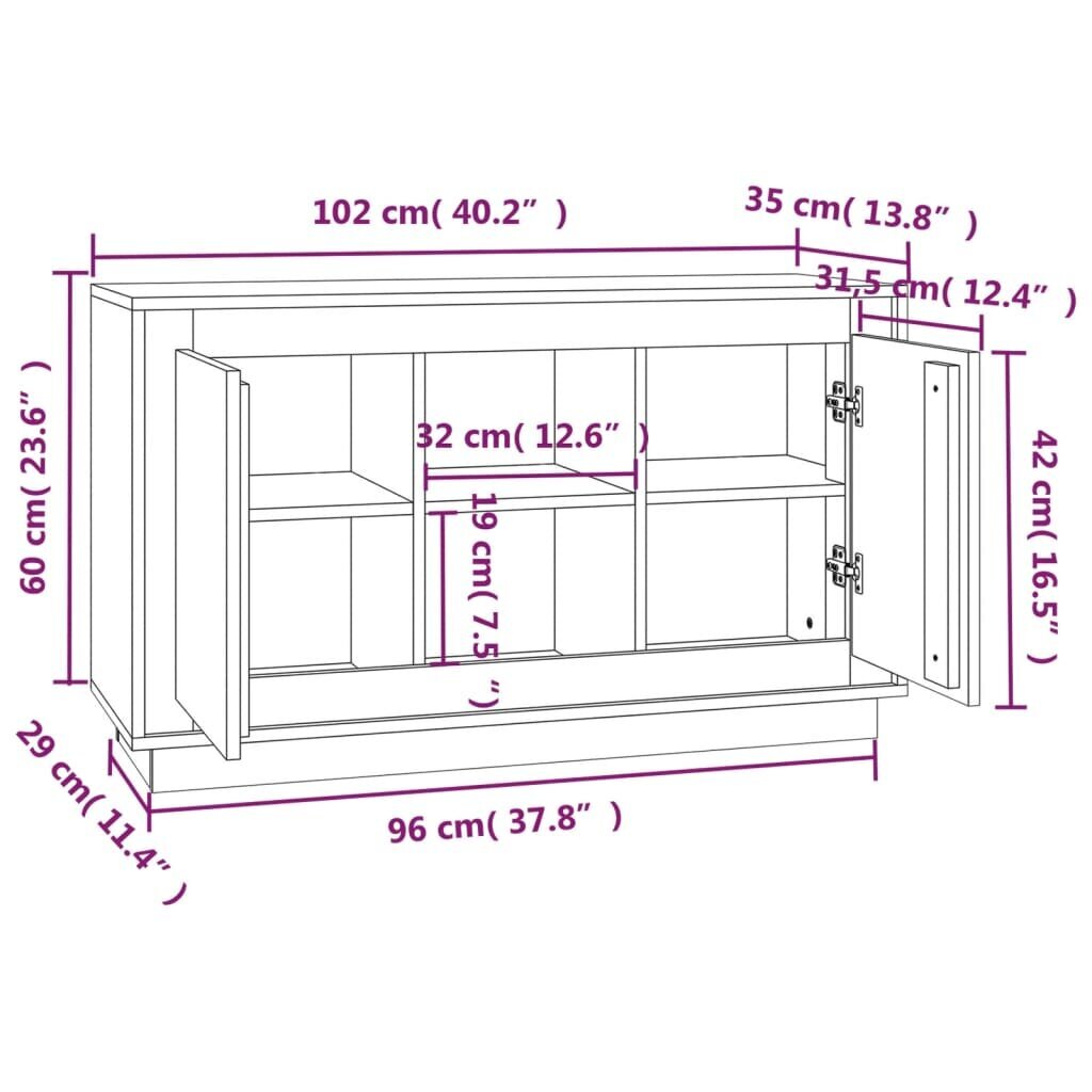 vidaXL puhvetkapp, suitsutatud tamm, 102 x 35 x 60 cm, tehispuit цена и информация | Vitriinkapid | kaup24.ee