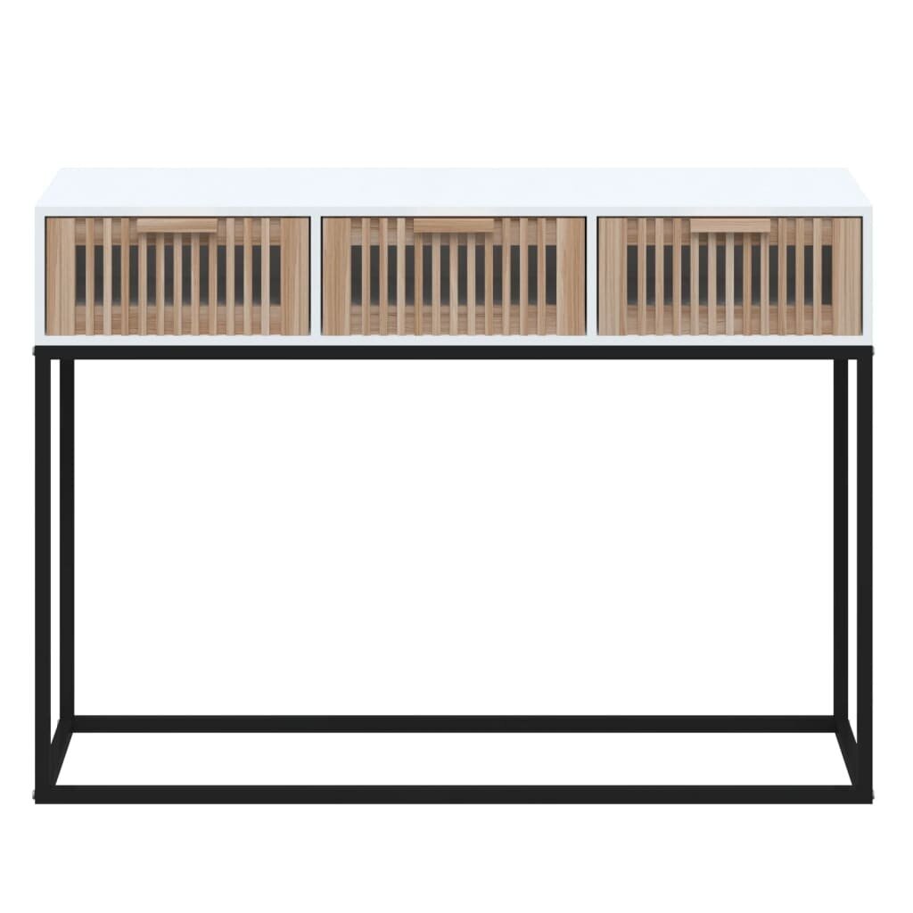 vidaXL konsoollaud, valge, 105 x 30 x 75 cm, tehispuit ja raud hind ja info | Diivanilauad | kaup24.ee