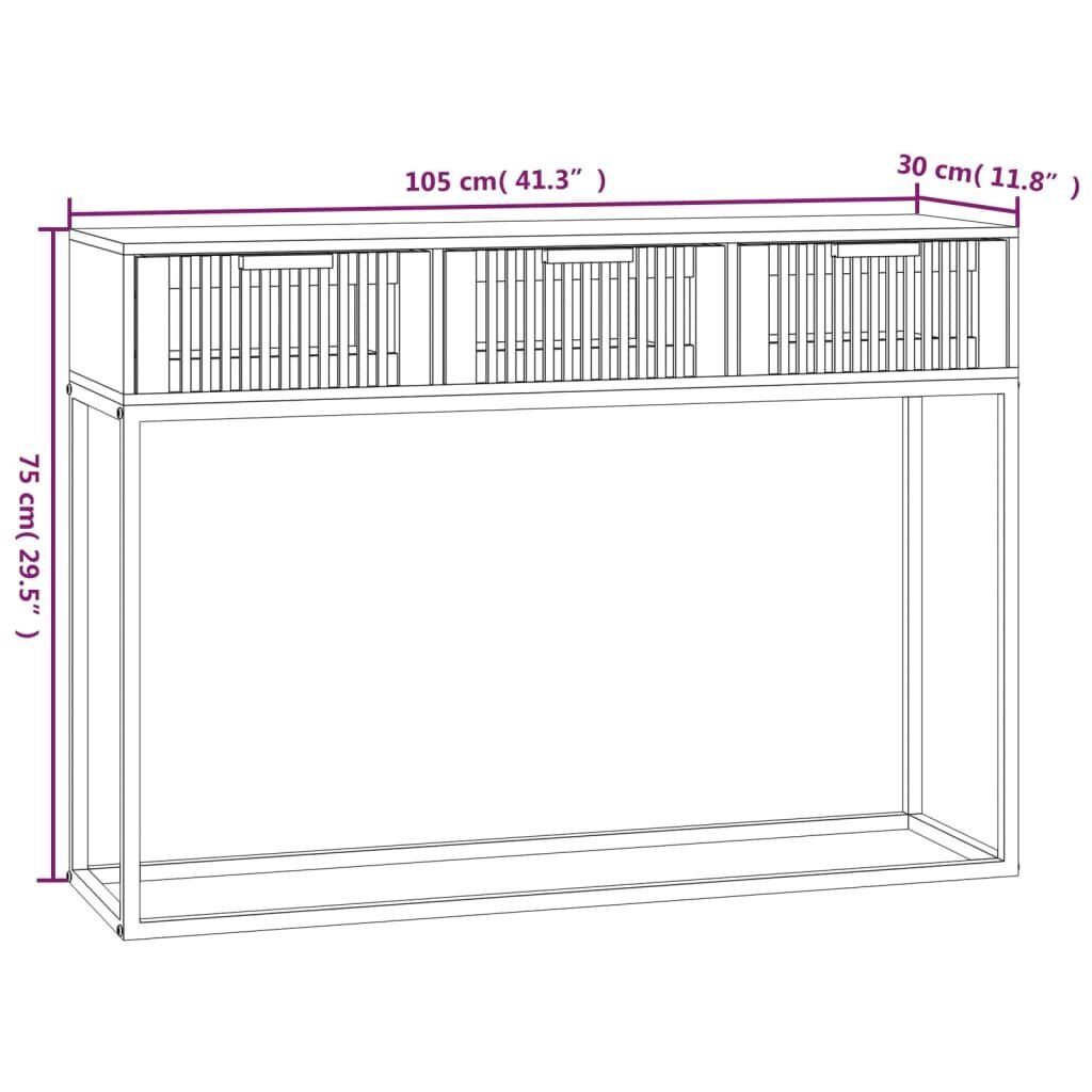 vidaXL konsoollaud, valge, 105 x 30 x 75 cm, tehispuit ja raud hind ja info | Diivanilauad | kaup24.ee