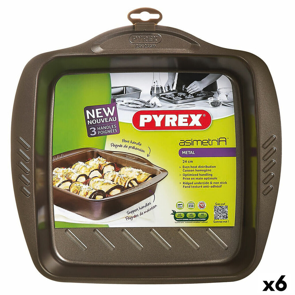 Ahjuvorm Pyrex Asimetria Kandiline Must Metall 24 x 24 cm (6 Ühikut) цена и информация | Ahjuvormid ja küpsetustarvikud | kaup24.ee