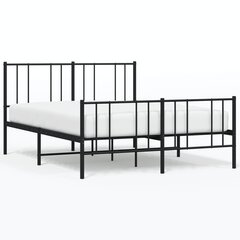 vidaXL metallist voodiraam peatsi ja jalutsiga, must, 120 x 190 cm hind ja info | Voodid | kaup24.ee