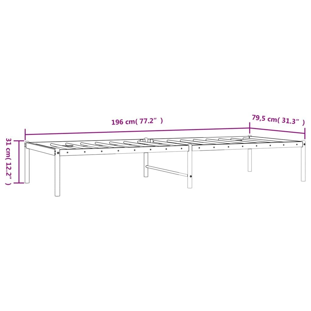 vidaXL metallist voodiraam, must, 75 x 190 cm цена и информация | Voodid | kaup24.ee