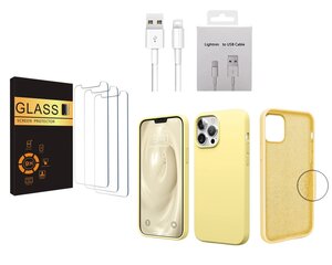 Телефонный набор iPhone 13 3 шт. очки, зарядный кабель и чехол, желтый цена и информация | Защитные пленки для телефонов | kaup24.ee