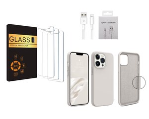 Телефонный комплект iPhone 12 PM 3 шт. очки, зарядный кабель и чехол, коричневый цена и информация | Защитные пленки для телефонов | kaup24.ee