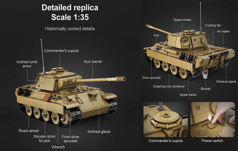 Blokeerib kaugjuhitavad Tank Panther 907 elemendid hind ja info | Klotsid ja konstruktorid | kaup24.ee