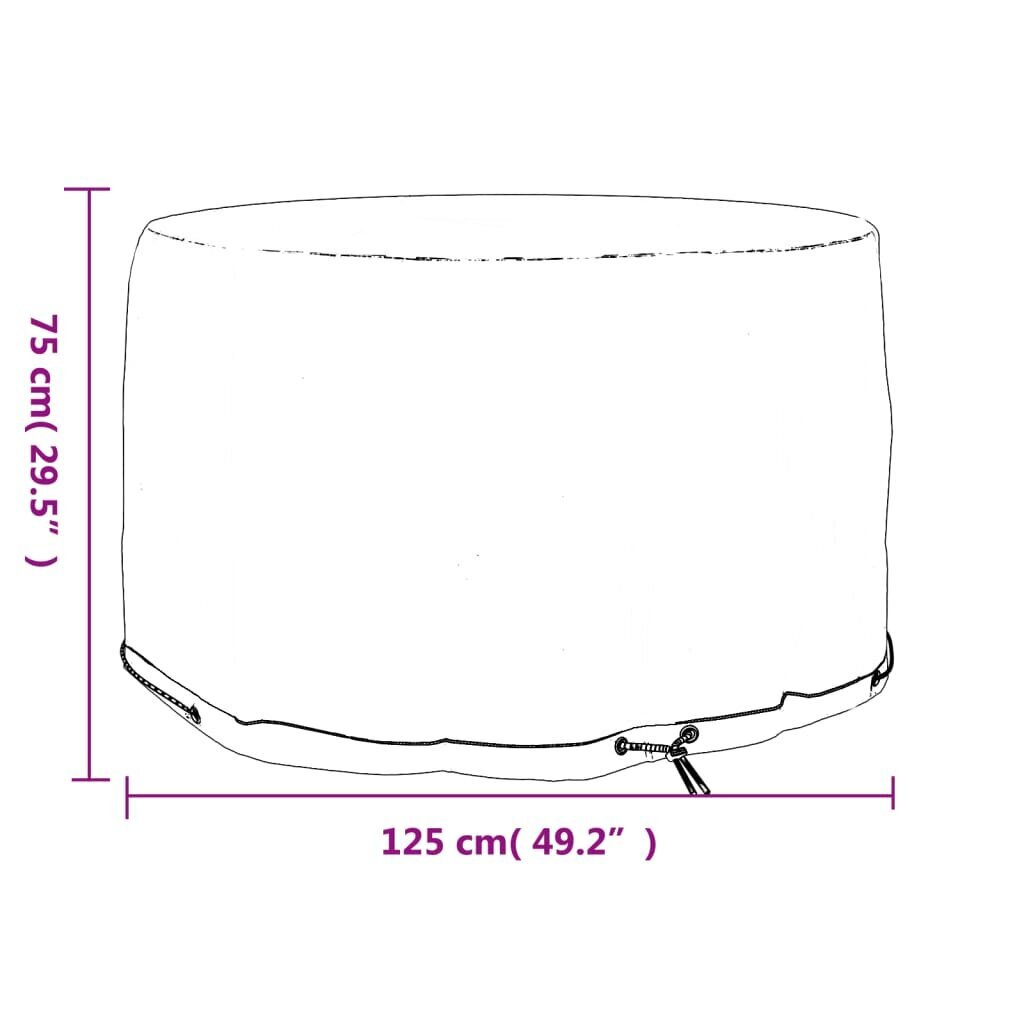 vidaXL aiamööbli kate, 6 aasaga, Ø125 x 75 cm, ümmargune цена и информация | Toolipadjad ja -katted | kaup24.ee