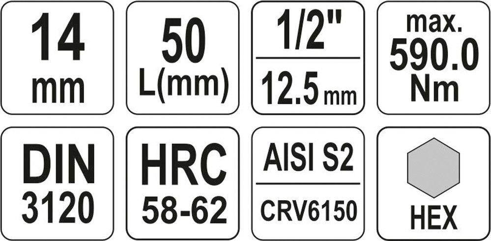 Kuuskant 14mm 1/2" padrun 55mm 04387 H hind ja info | Käsitööriistad | kaup24.ee