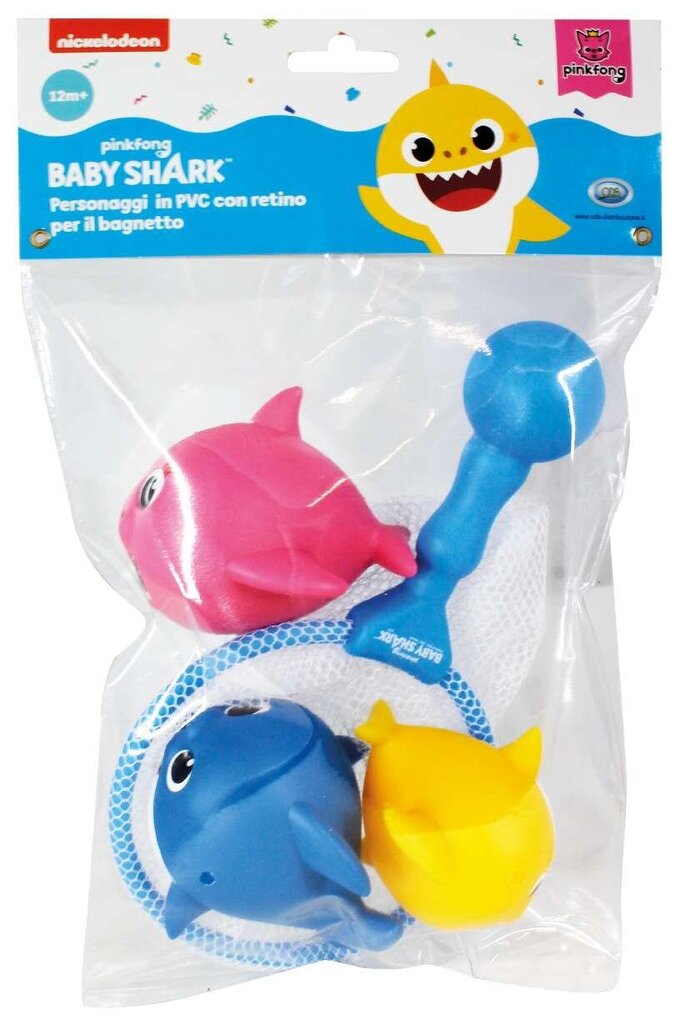 Komplekt 3 figuurist koosnev Baby Shark koos vannivõrguga hind ja info | Imikute mänguasjad | kaup24.ee