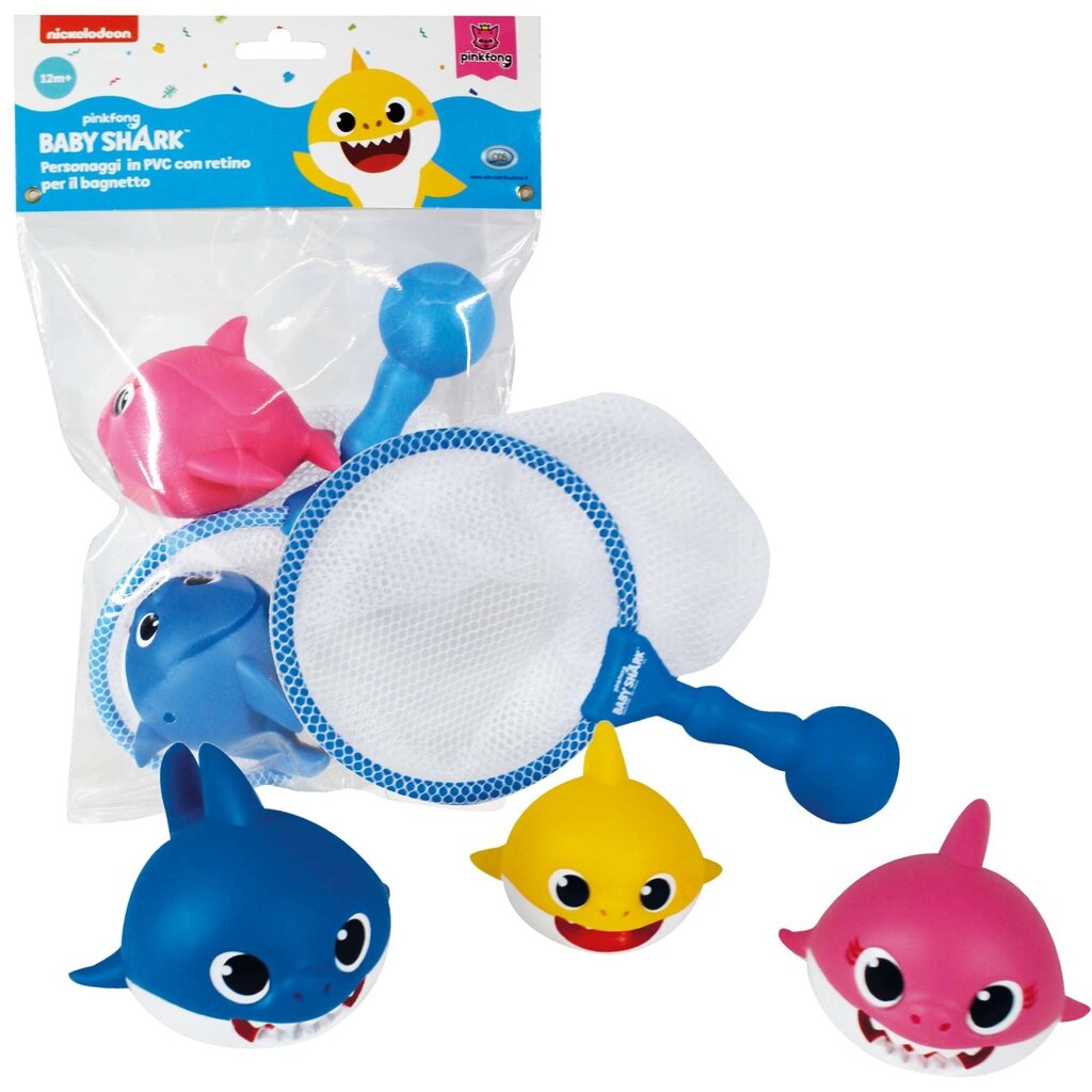 Komplekt 3 figuurist koosnev Baby Shark koos vannivõrguga hind ja info | Imikute mänguasjad | kaup24.ee