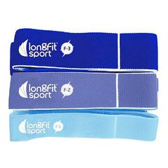 Эластичные ленты LongFit Sport Синий (3 штук) цена и информация | Фитнес-резинки, гимнастические кольца | kaup24.ee