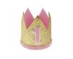 Vildist kroon, number 1, roosa kullaga, kummil, 7x8 cm hind ja info | Peokaunistused | kaup24.ee