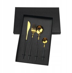 Söögiriistade komplekt Gold Black, 24 tk. цена и информация | Столовые приборы | kaup24.ee