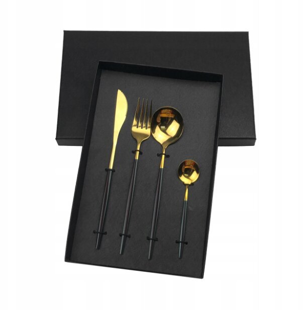 Söögiriistade komplekt Gold Black, 24 tk. цена и информация | Söögiriistad | kaup24.ee