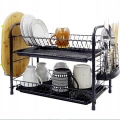 Двухступенчатая сушилка для посуды, 48 x 24 x 33 см, черный цена и информация | Столовые и кухонные приборы | kaup24.ee