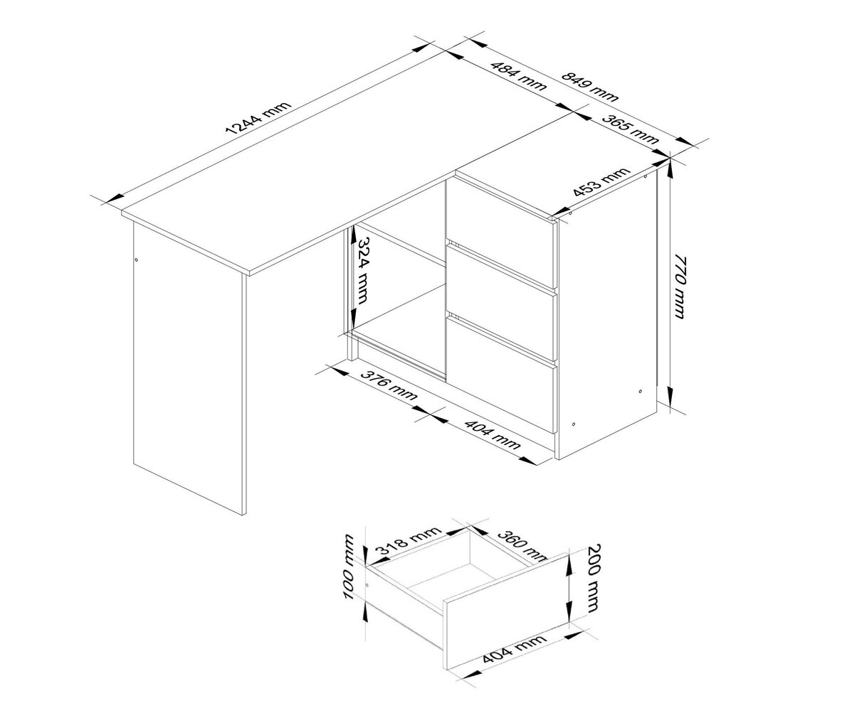 Kirjutuslaud B16 CLP, hall/valge цена и информация | Arvutilauad, kirjutuslauad | kaup24.ee