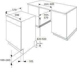 Gram nõudepesumasin OM 6100-90 TX/1, Stainless Steel, roostevabast terasest цена и информация | Посудомоечные машины | kaup24.ee