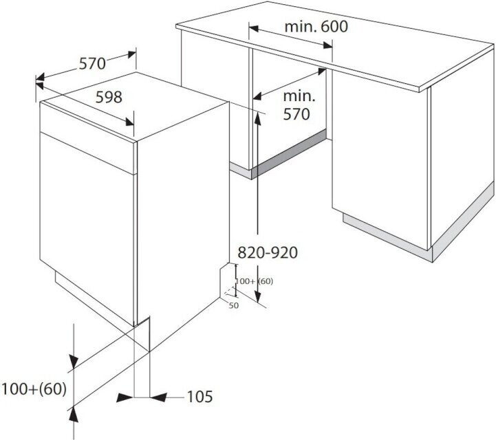 Gram nõudepesumasin OM 6100-90 TX/1, Stainless Steel, roostevabast terasest hind ja info | Nõudepesumasinad | kaup24.ee