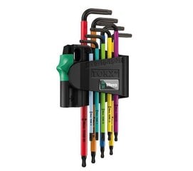 Набор штифтовых ключей Wera BlackLaser Multicolour 957/9 TORX, 9 шт. TX8-TX40 цена и информация | Механические инструменты | kaup24.ee