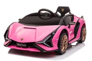 Одноместный детский электромобиль Lamborghini Sian 12V, розовый цена и информация | Электромобили для детей | kaup24.ee