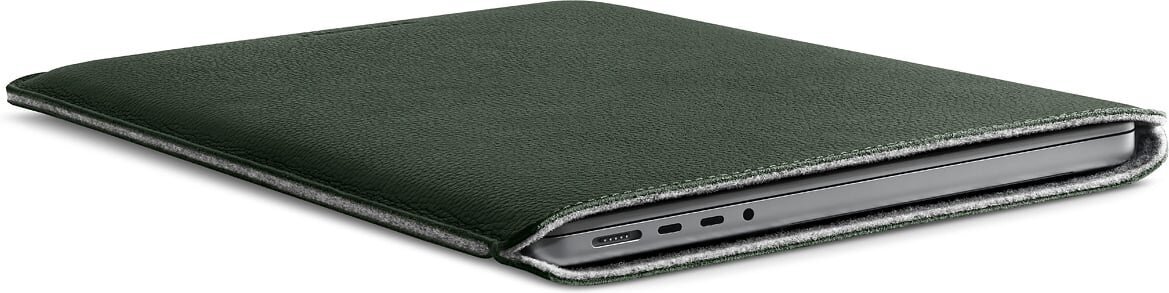 Woolnut kaitseümbris Leather Sleeve 14" MacBook Pro, roheline hind ja info | Arvutikotid | kaup24.ee