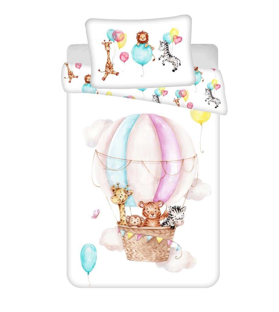 Voodipesukomplekt Animals Flying Balloon Baby, 100x135 cm цена и информация | Voodipesukomplektid | kaup24.ee